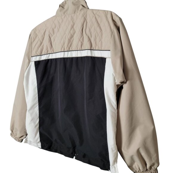 Wilson Mens Y2K Black Beige Colorblock Windbreaker Jacket Pant Track Suit Set M - Picture 5 of 16